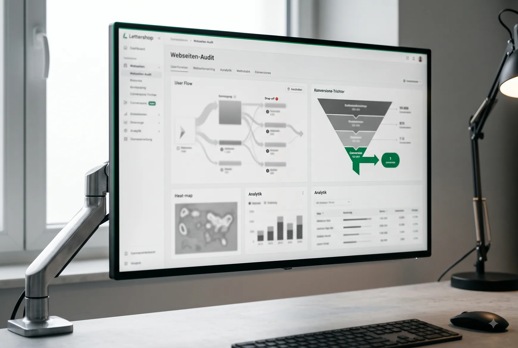 Bildschirm mit Datenanalyse und Farbprüfung